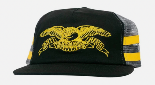 Anti-Hero Basic Eagle Snapback Hat Black/Charcoal/Yellow