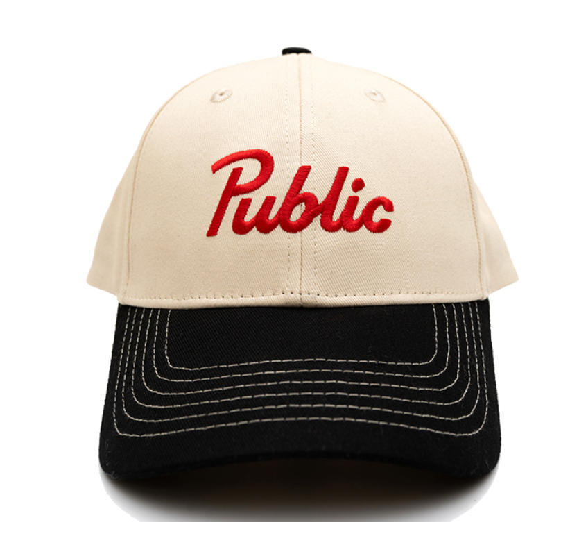 PUBLIC SCRIPT CAP - CREAM/BLACK