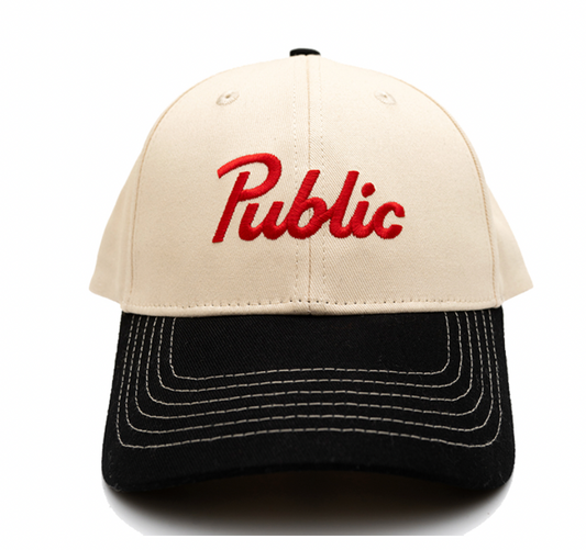 PUBLIC SCRIPT CAP - CREAM/BLACK