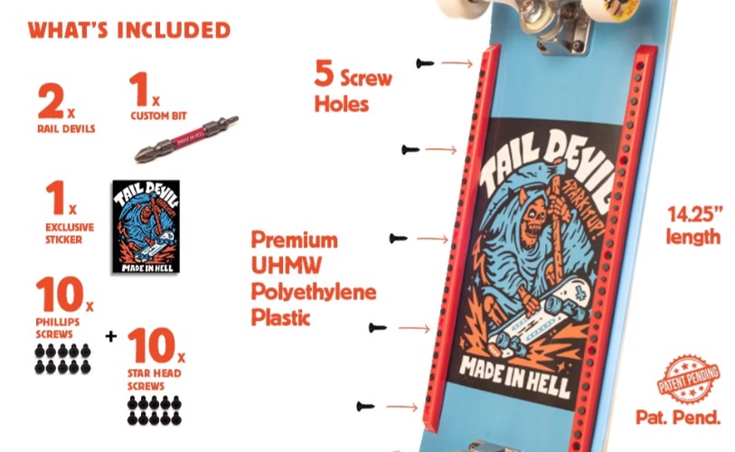 TAIL DEVIL  RAIL DEVILS BLACK SKATEBOARDING RAIL GUARDS