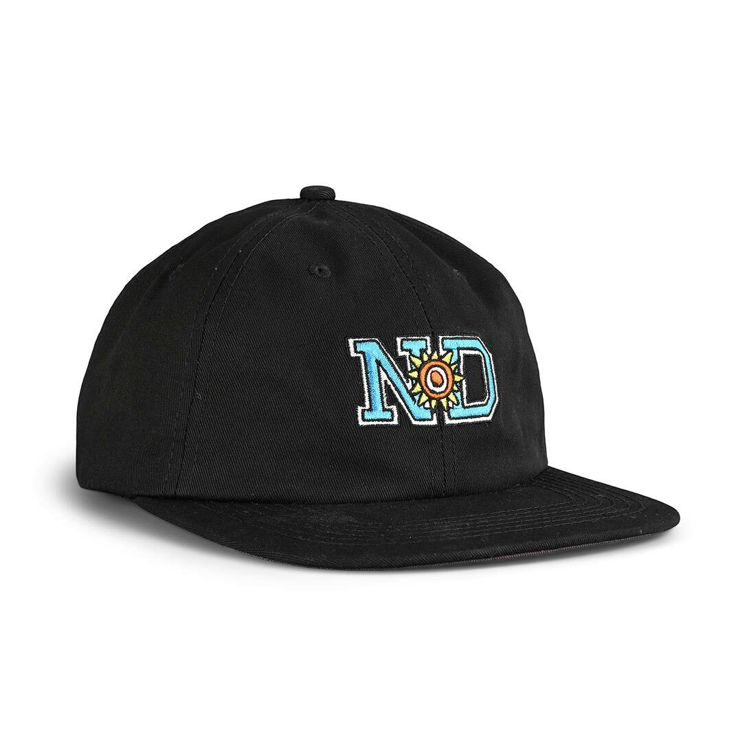 New Deal Skateboards ND Unstructured 6 Panel Strapback Cap - Black
