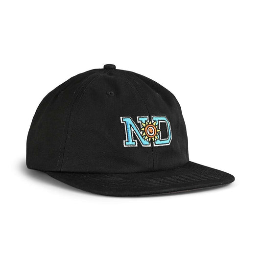 New Deal Skateboards ND Unstructured 6 Panel Strapback Cap - Black