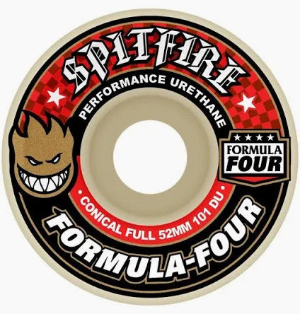 Spitfire F4 Conical Full Wheels Set White red 52mm/101d