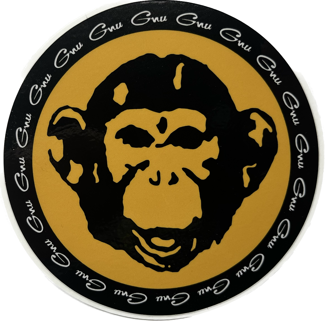 Gnu Snowboards Monkey Circle Sticker 4" Assorted colors
