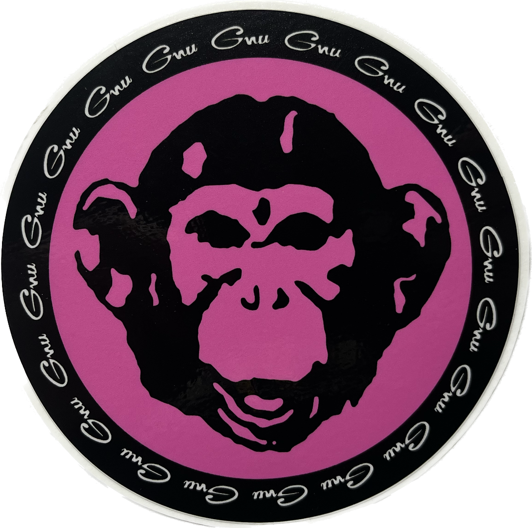 Gnu Snowboards Monkey Circle Sticker 4" Assorted colors