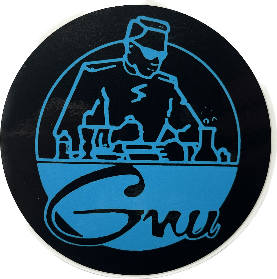 Gnu Snowboards Scientist OG Logo 4" Circle Sticker Assorted Colors