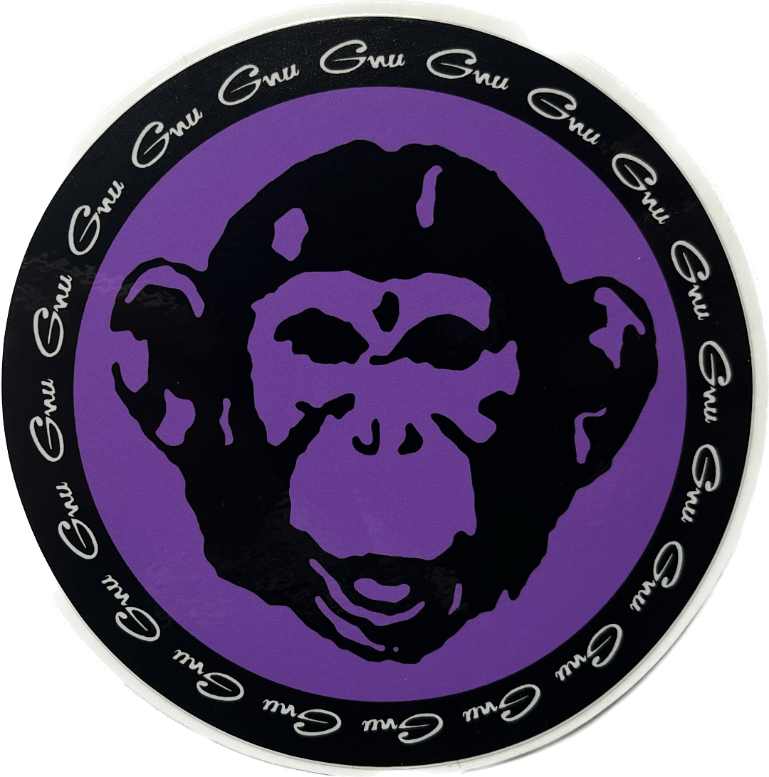 Gnu Snowboards Monkey Circle Sticker 4" Assorted colors