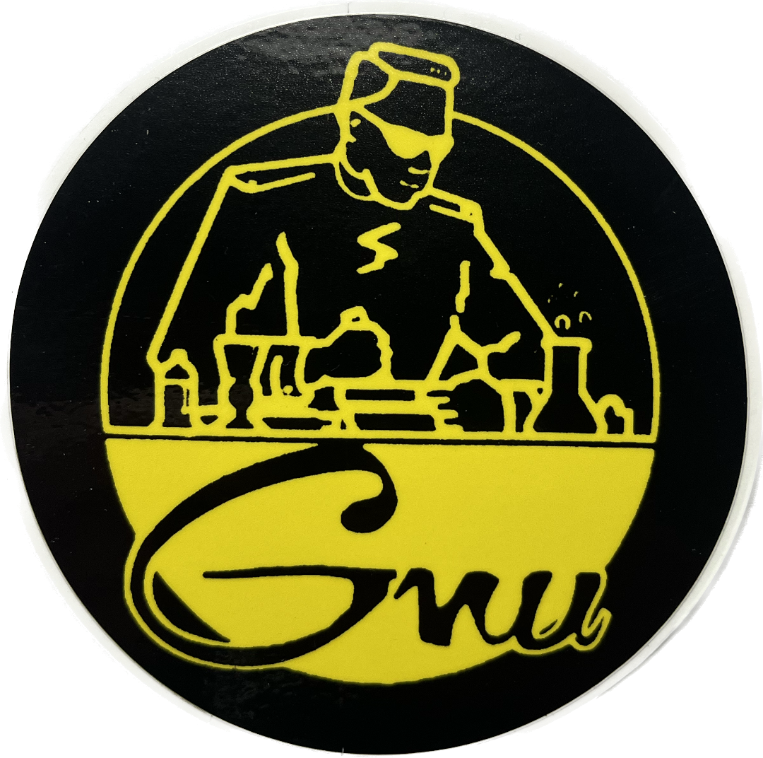 Gnu Snowboards Scientist OG Logo 4" Circle Sticker Assorted Colors