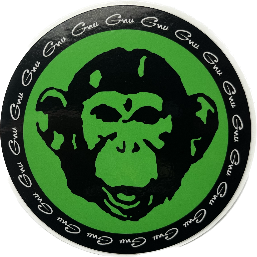Gnu Snowboards Monkey Circle Sticker 4" Assorted colors