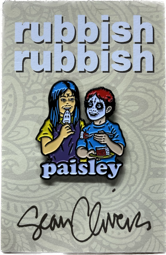 Rubbish Rubbish Paisley Skateboards Friends Lapel Pin Art By Sean Cliver
