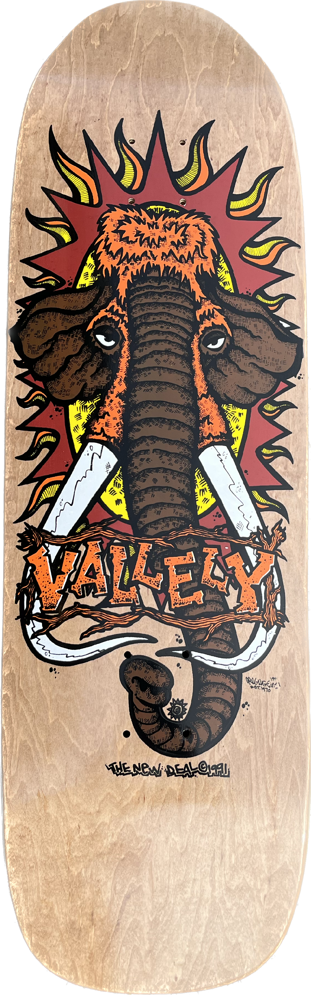 New Deal Mike Vallely Mammoth 9.5" Reissue Skateboard Deck Brown Stain