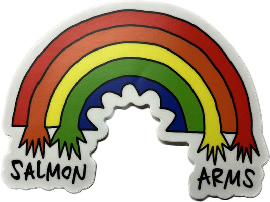 Salmon Arms Rainbow of Arms snowboarding sticker 5"
