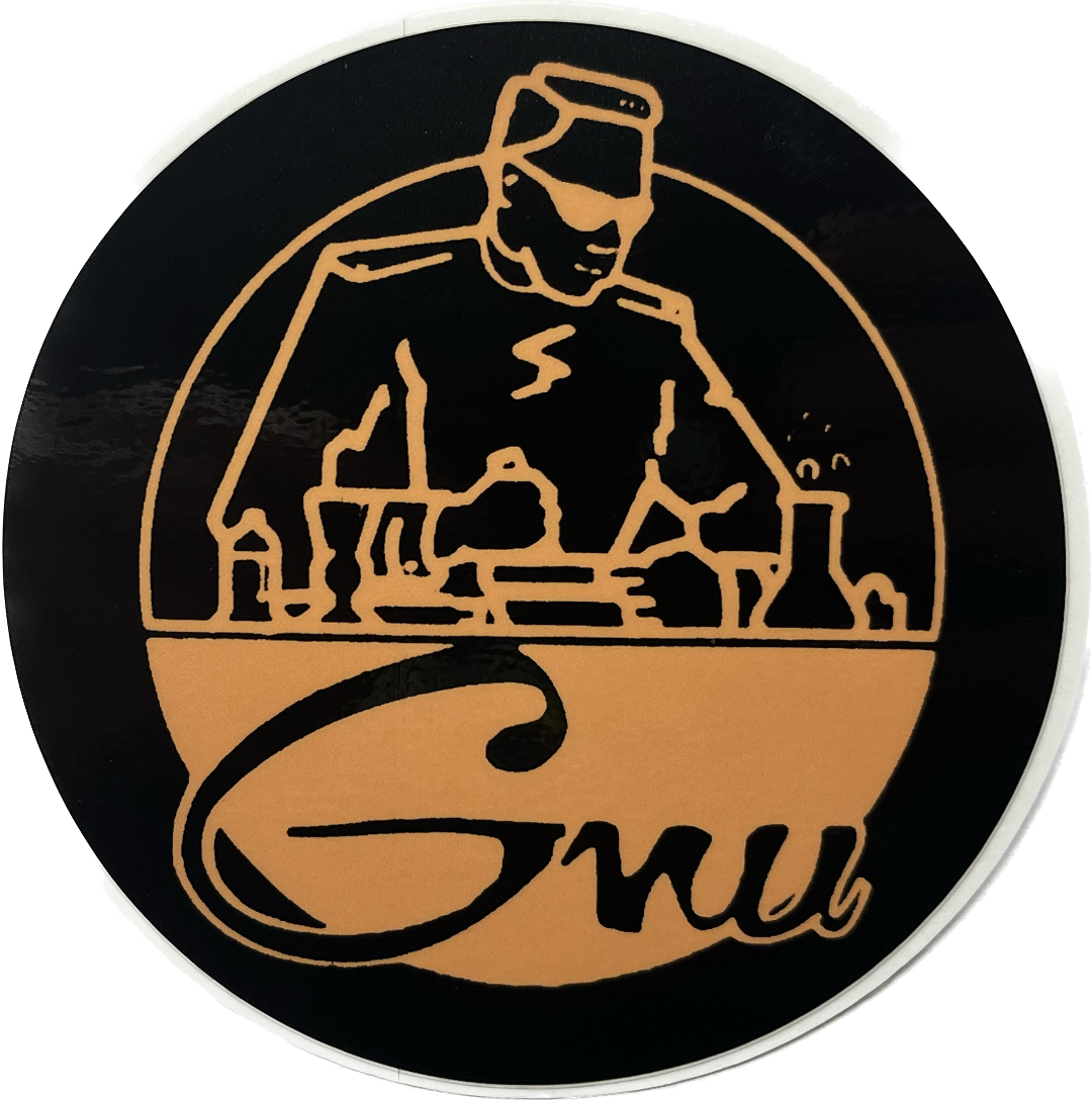 Gnu Snowboards Scientist OG Logo 4" Circle Sticker Assorted Colors