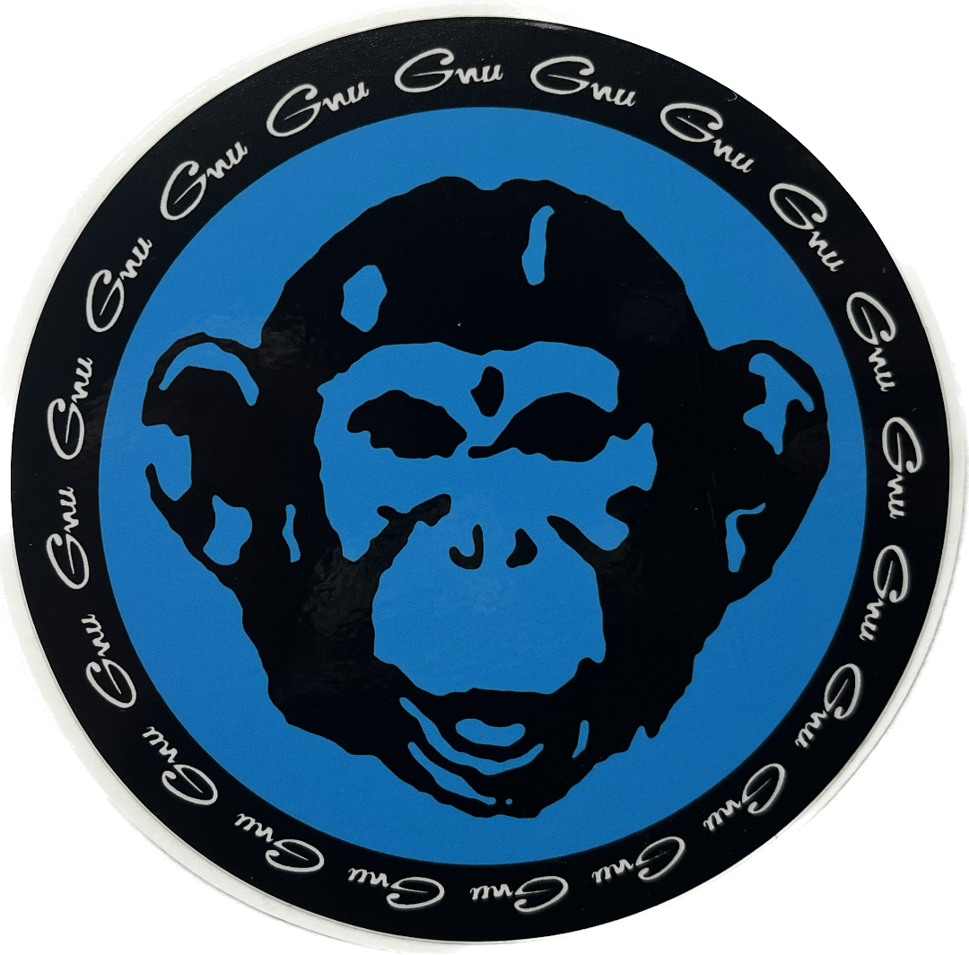 Gnu Snowboards Monkey Circle Sticker 4" Assorted colors