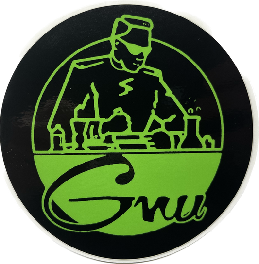 Gnu Snowboards Scientist OG Logo 4" Circle Sticker Assorted Colors