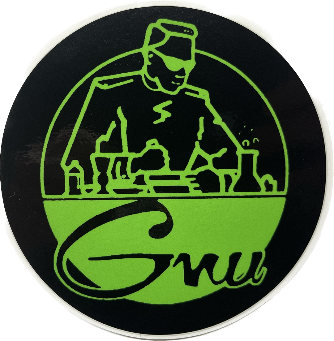 Gnu Snowboards Scientist OG Logo 4" Circle Sticker Assorted Colors