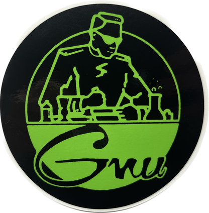 Gnu Snowboards Scientist OG Logo 4" Circle Sticker Assorted Colors