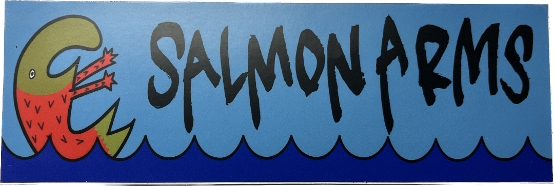 Salmon Arms Waves Snowboard Bumper sticker 6"