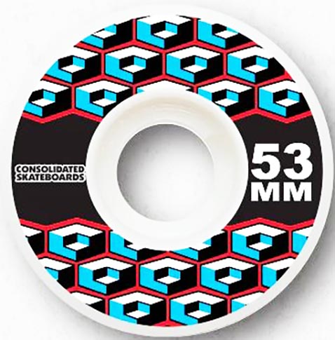 CONSOLIDATED CRACKED CUBE 53MM 99A Wheels (Set Of 4) White Urethane Printed Graphics
