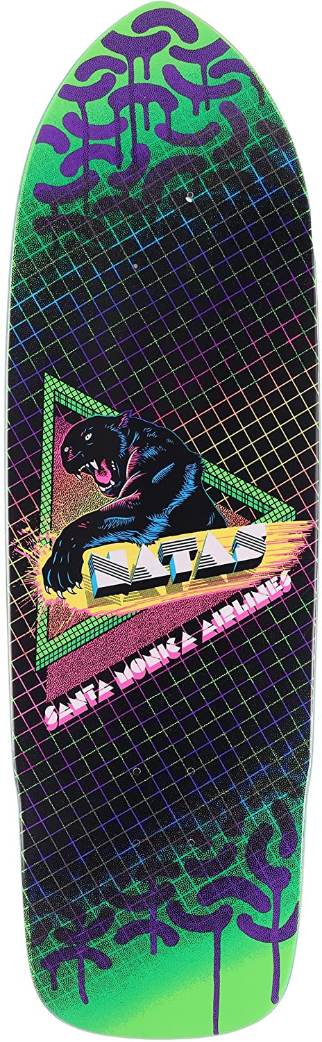 Santa Monica Airlines Alex Aronovich Natas Panther Neon Classic Heat Transfer 9.5' Skateboard Shaped Deck With Grip Tape