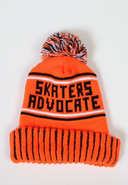 Skaters Advocate Orange Pom Beanie